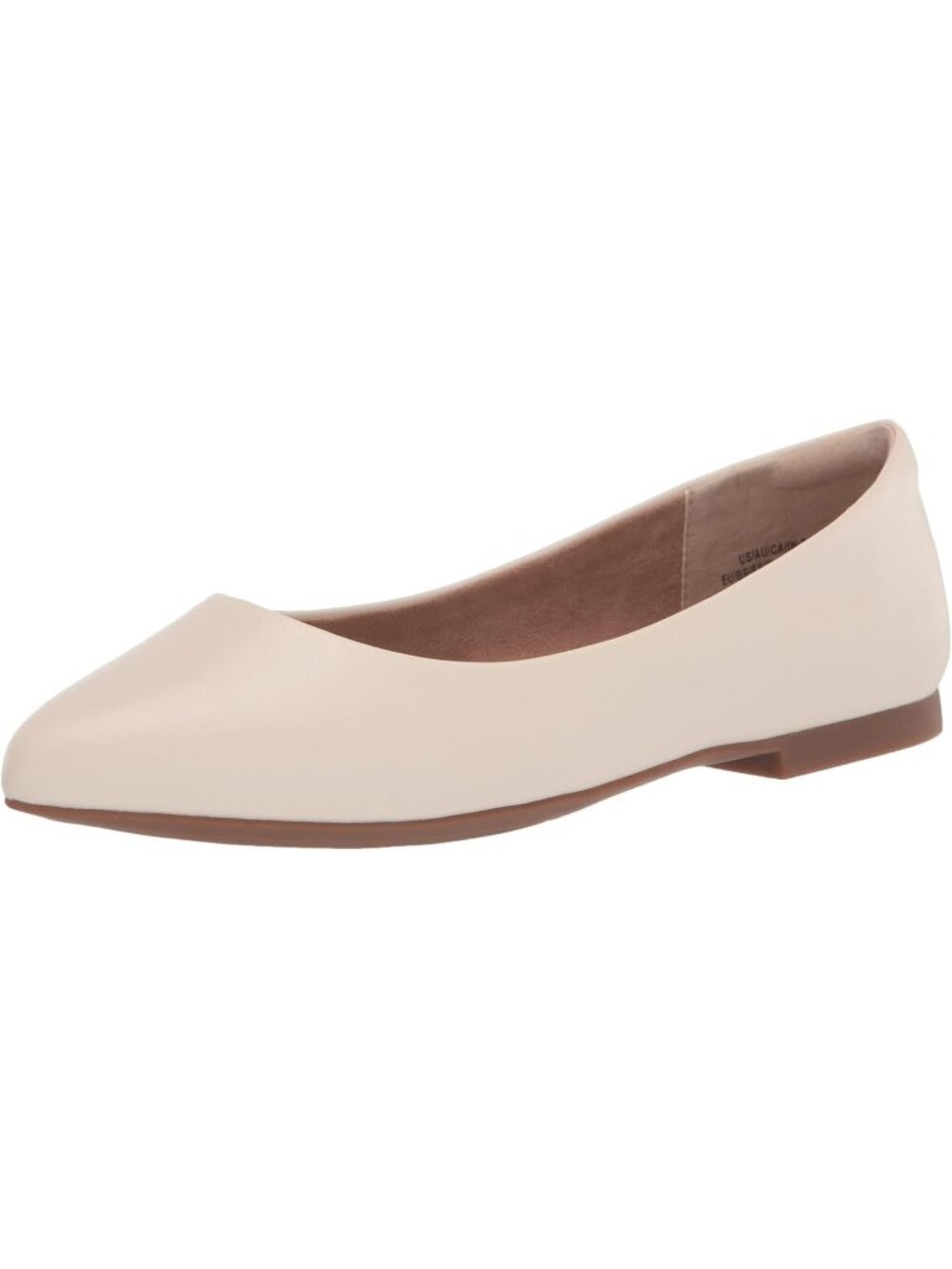 Women's Ivory Faux Leather Low-Top Pointed-Toe Ballet Flat Shoes